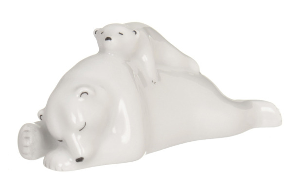 Скульптура ИФЗ Медведица с медвежонком, фарфор твердый