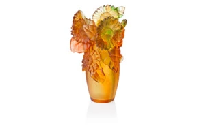 Ваза Cristal de Paris Подсолнухи 28 см , янтарная