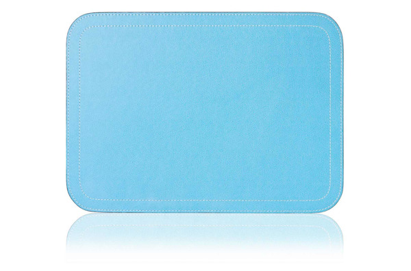 Подставка прямоугольная из кожи с закругленными углами 46х34см "Ванни" (голубая)