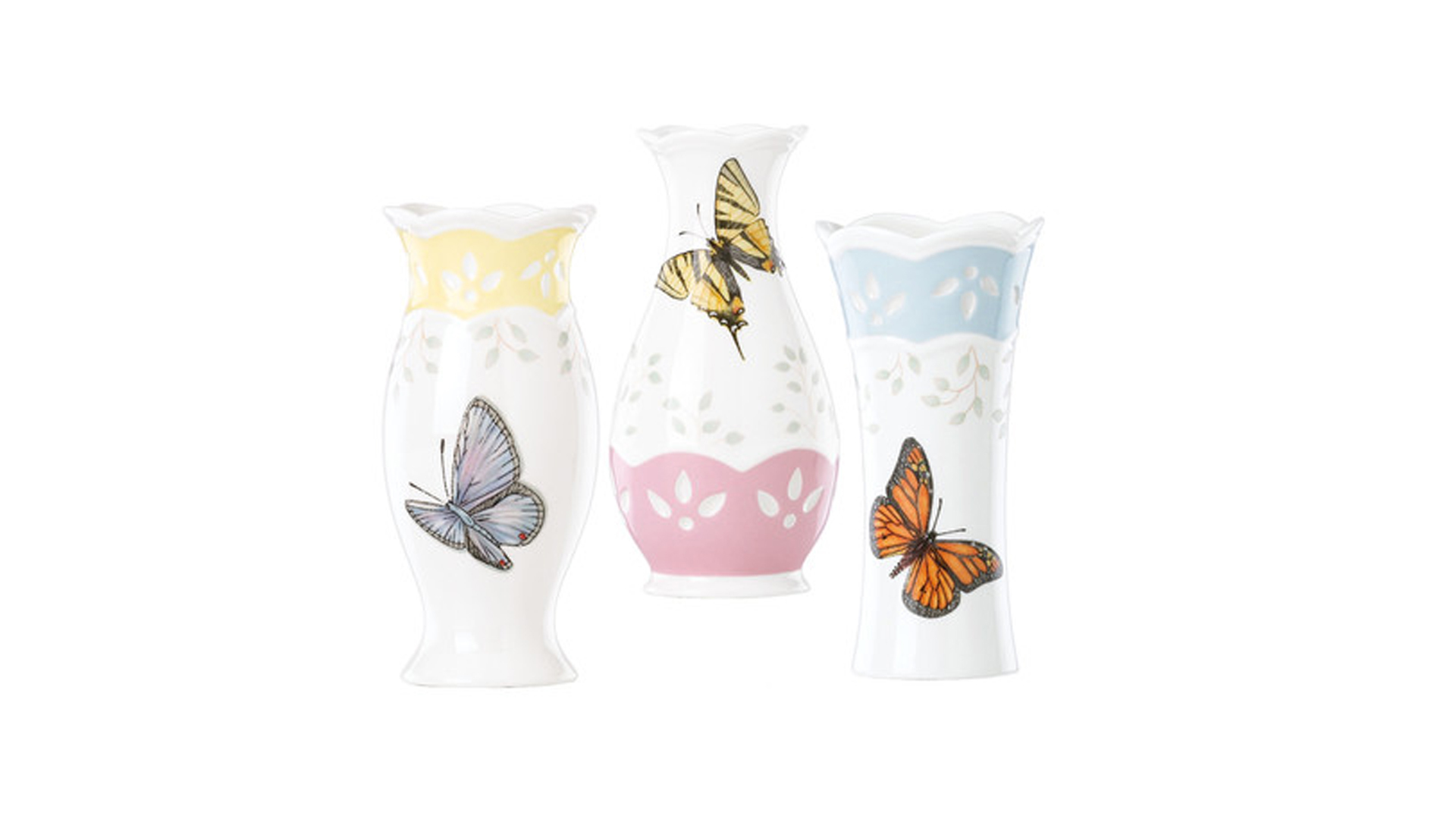 Набор вазочек для цветов Lenox Бабочки на лугу 10 см, 3 шт