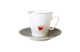 Чашка чайная с блюдцем ИФЗ Сердечки 1 Черный кофе, фарфор костяной