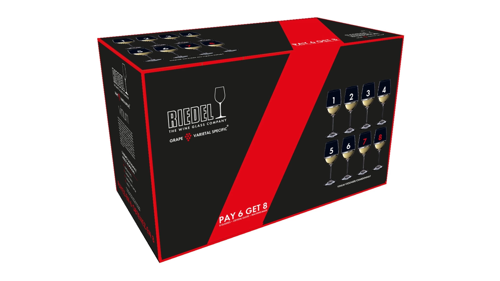 Набор бокалов для белого вина Riedel Vinum Viognier/Chardonnay 370 мл, 8шт по цене 6-ти, хрусталь