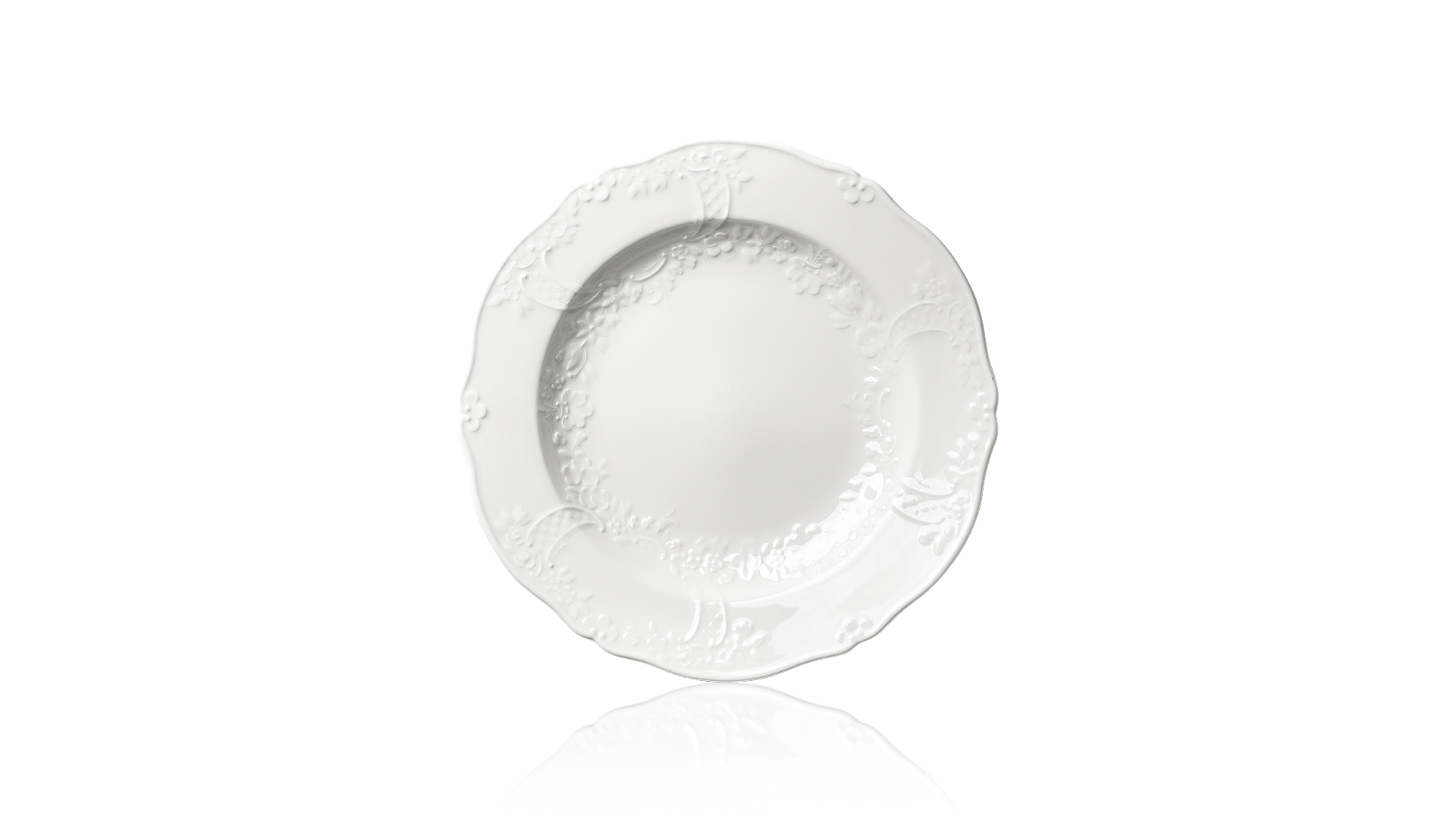 Тарелка обеденная Meissen 25 см Новый марсель, белый рельеф