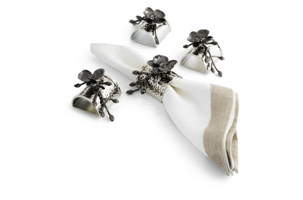 Набор колец для салфеток Michael Aram Черная орхидея 8,5 см, 4 шт, серебристый