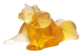 Фигурка Lalique Львята Tambwee, хрусталь, коричневый