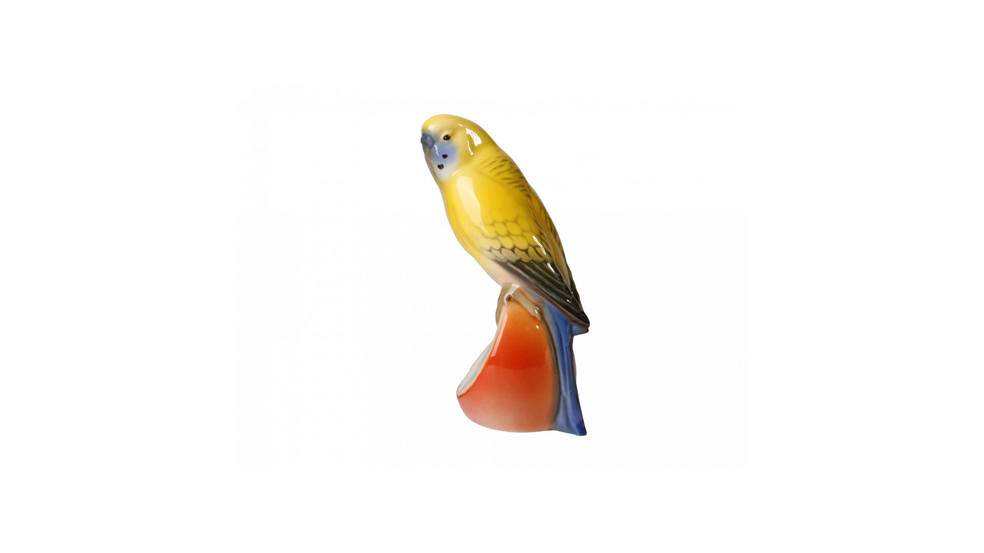 Скульптура ИФЗ Волнистый попугайчик Яшка, фарфор твердый