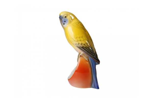 Скульптура ИФЗ Волнистый попугайчик Яшка, фарфор твердый