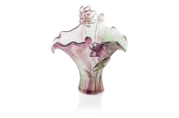 Ваза Cristal de Paris Лотос 31см, пурпурная