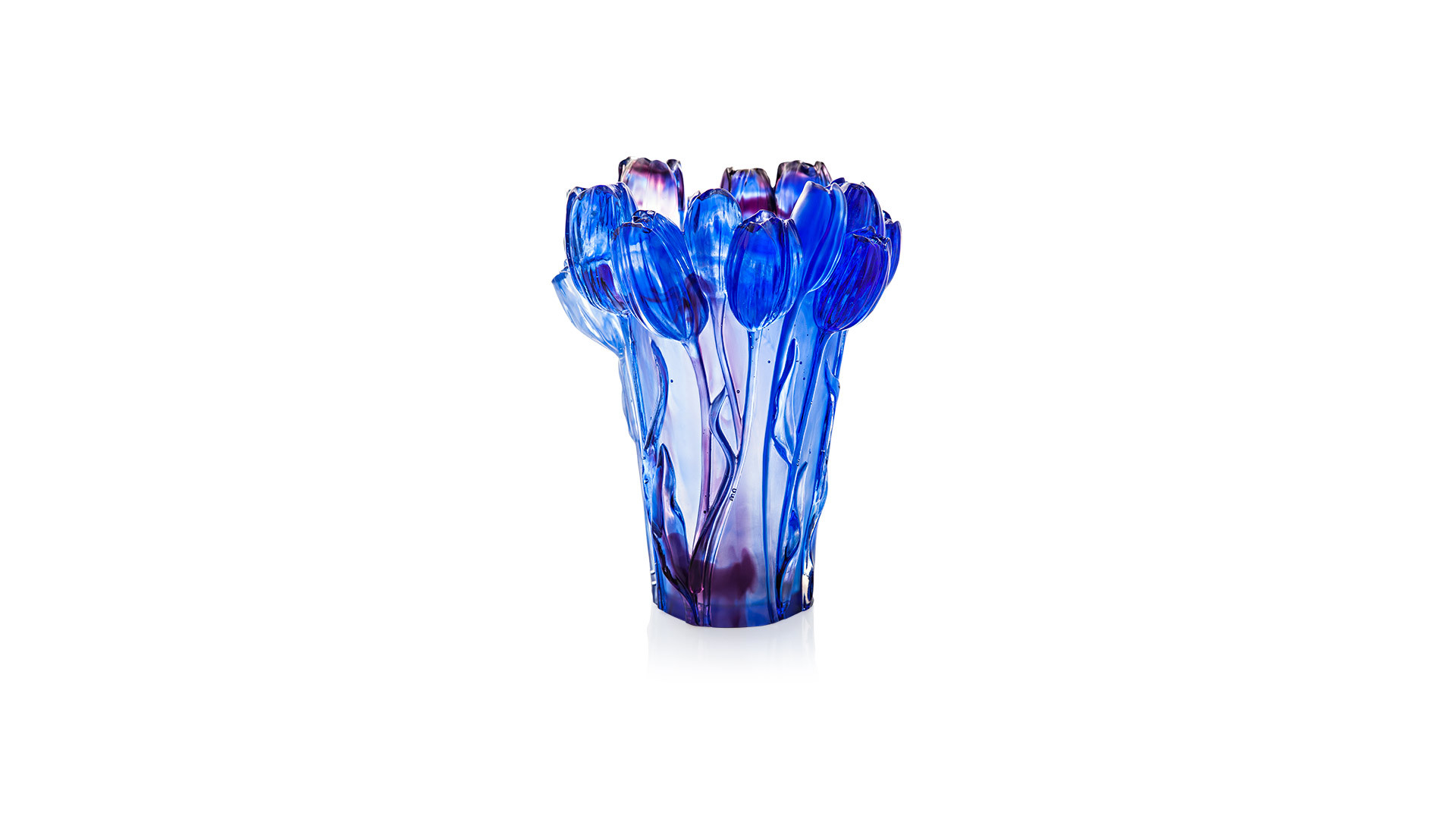 Ваза Cristal de Paris Букет тюльпанов 30см, синяя