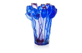 Ваза Cristal de Paris Букет тюльпанов 30см, синяя