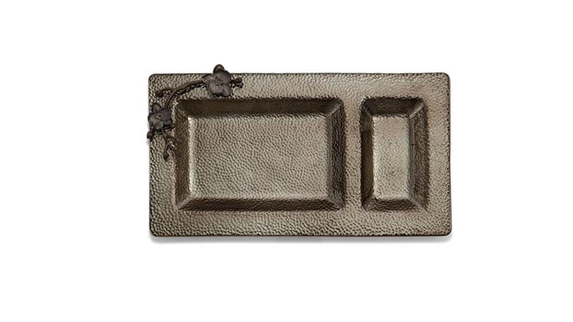 Блюдо с чашей для соуса Michael Aram Чёрная орхидея 44,5x25 см, коричневое