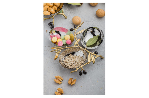 Менажница трехсекционная Michael Aram Золотая оливковая ветвь 22 см ...