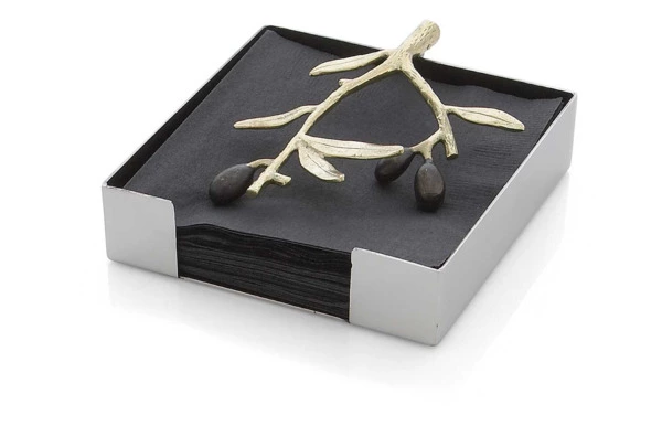 Подставка для салфеток Michael Aram Золотая оливковая ветвь 13 см