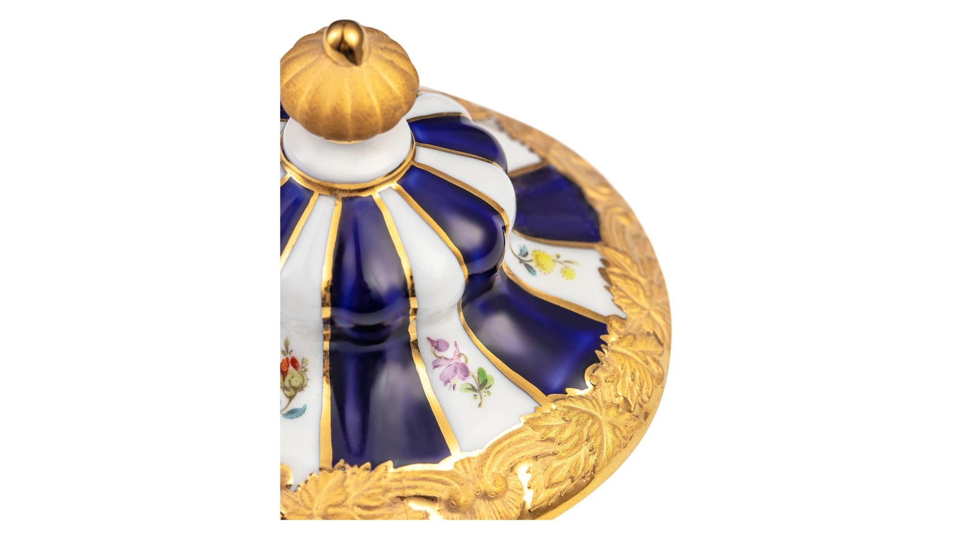 Крышка для чайника Meissen Форма - Икс, россыпь цветов, кобальт