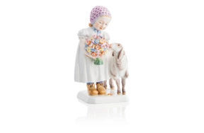 Фигурка Meissen 16 см Девочка с овечкой, Макс Бохманн, 1908г