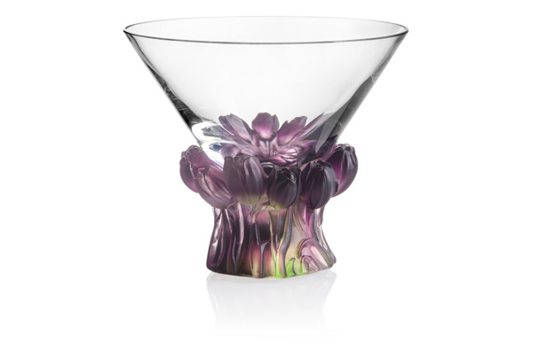 Чаша Cristal de Paris Тюльпаны, 12 см, пурпурная
