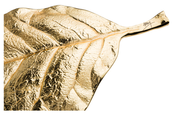 Чаша-лист Michael Aram Лист магнолии 50 см, сталь нержавеющая, эмаль, золотистая