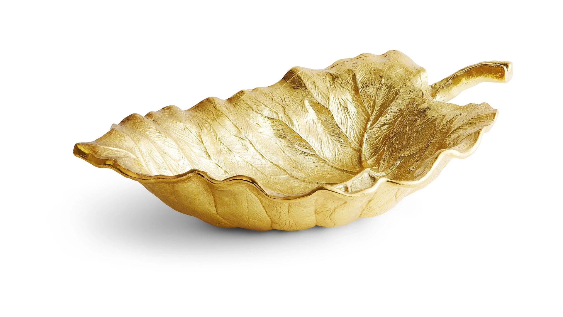 Чаша-лист большая Michael Aram Лист слоновьего дерева 53 см, позолота, прозрачная эмаль