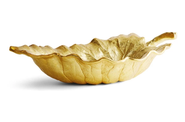 Чаша-лист большая Michael Aram Лист слоновьего дерева 53 см, позолота, прозрачная эмаль