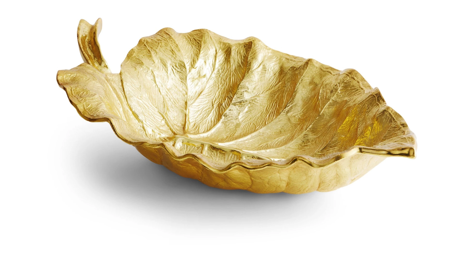 Чаша-лист большая Michael Aram Лист слоновьего дерева 53 см, позолота, прозрачная эмаль