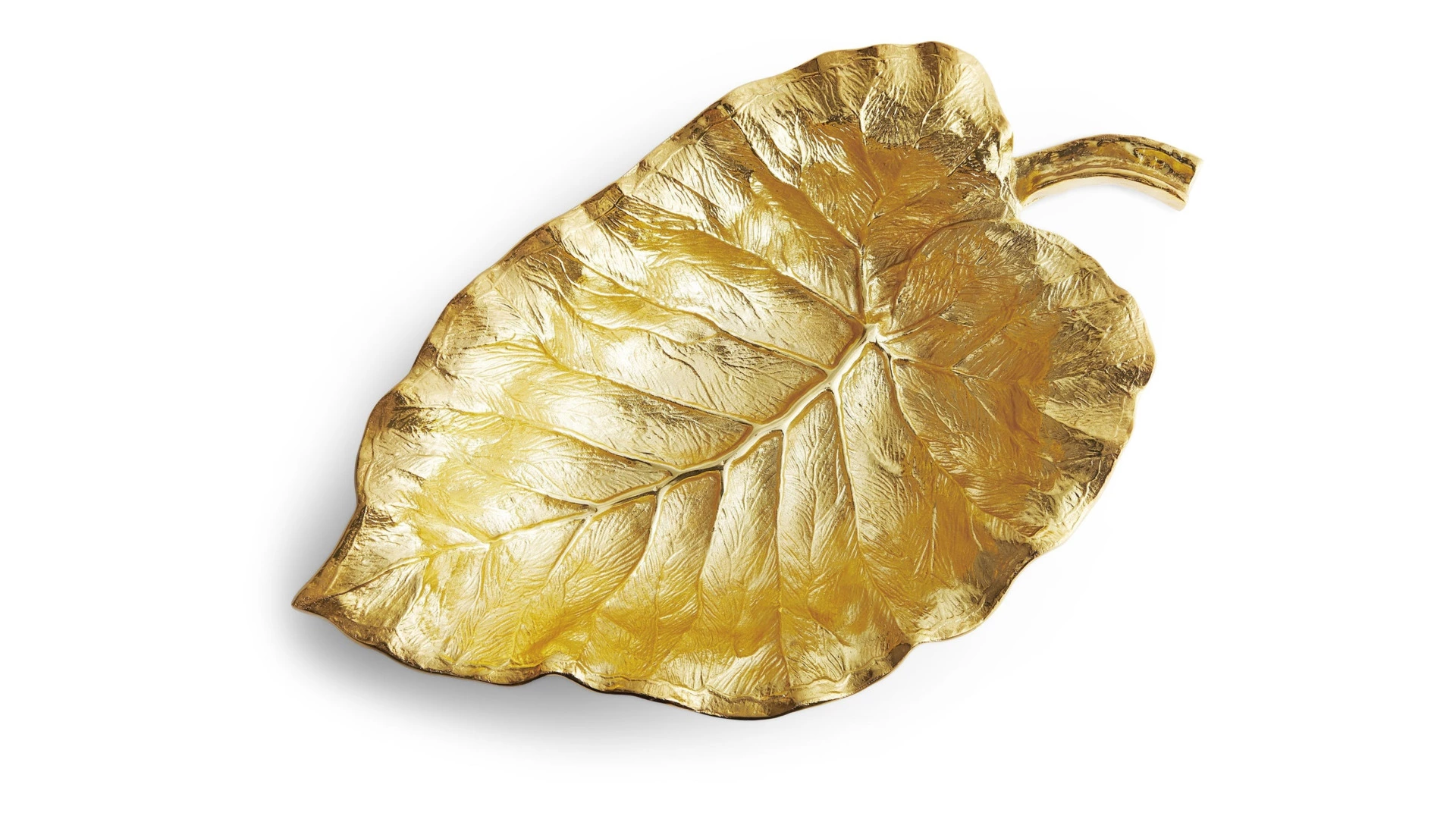 Чаша-лист большая Michael Aram Лист слоновьего дерева 53 см, позолота, прозрачная эмаль