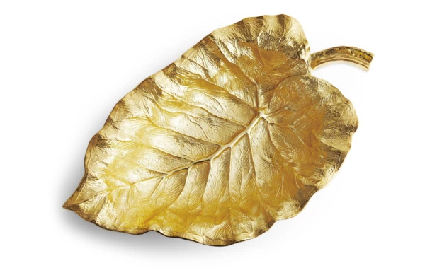 Чаша-лист большая Michael Aram Лист слоновьего дерева 53 см, позолота, прозрачная эмаль