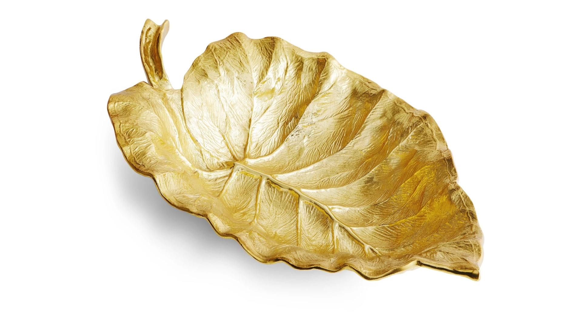 Чаша-лист большая Michael Aram Лист слоновьего дерева 53 см, позолота, прозрачная эмаль