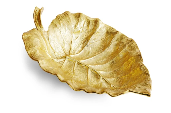 Чаша-лист большая Michael Aram Лист слоновьего дерева 53 см, позолота, прозрачная эмаль