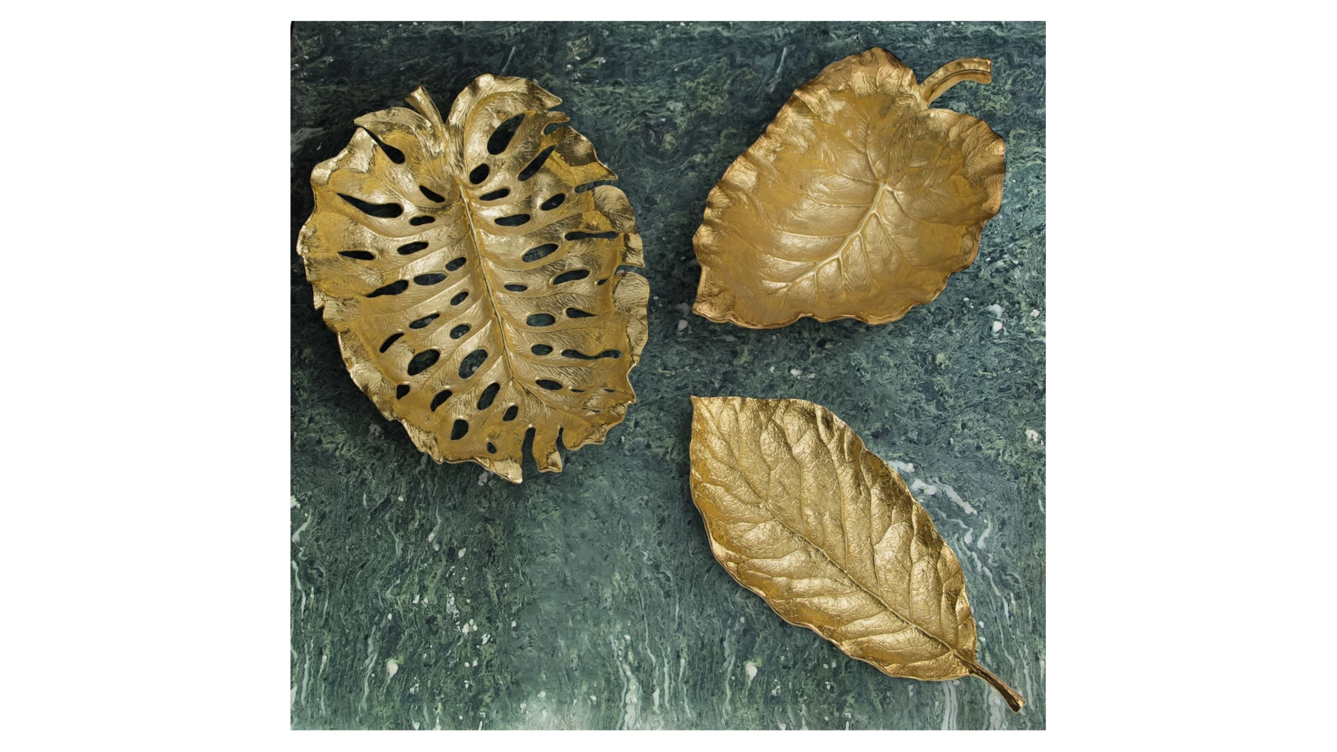 Чаша-лист большая Michael Aram Лист слоновьего дерева 53 см, позолота, прозрачная эмаль