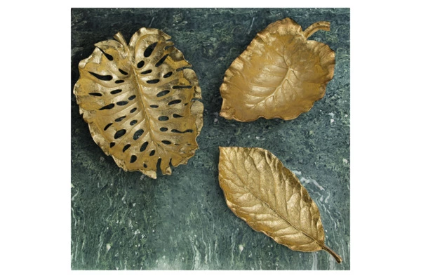 Чаша-лист большая Michael Aram Лист слоновьего дерева 53 см, позолота, прозрачная эмаль