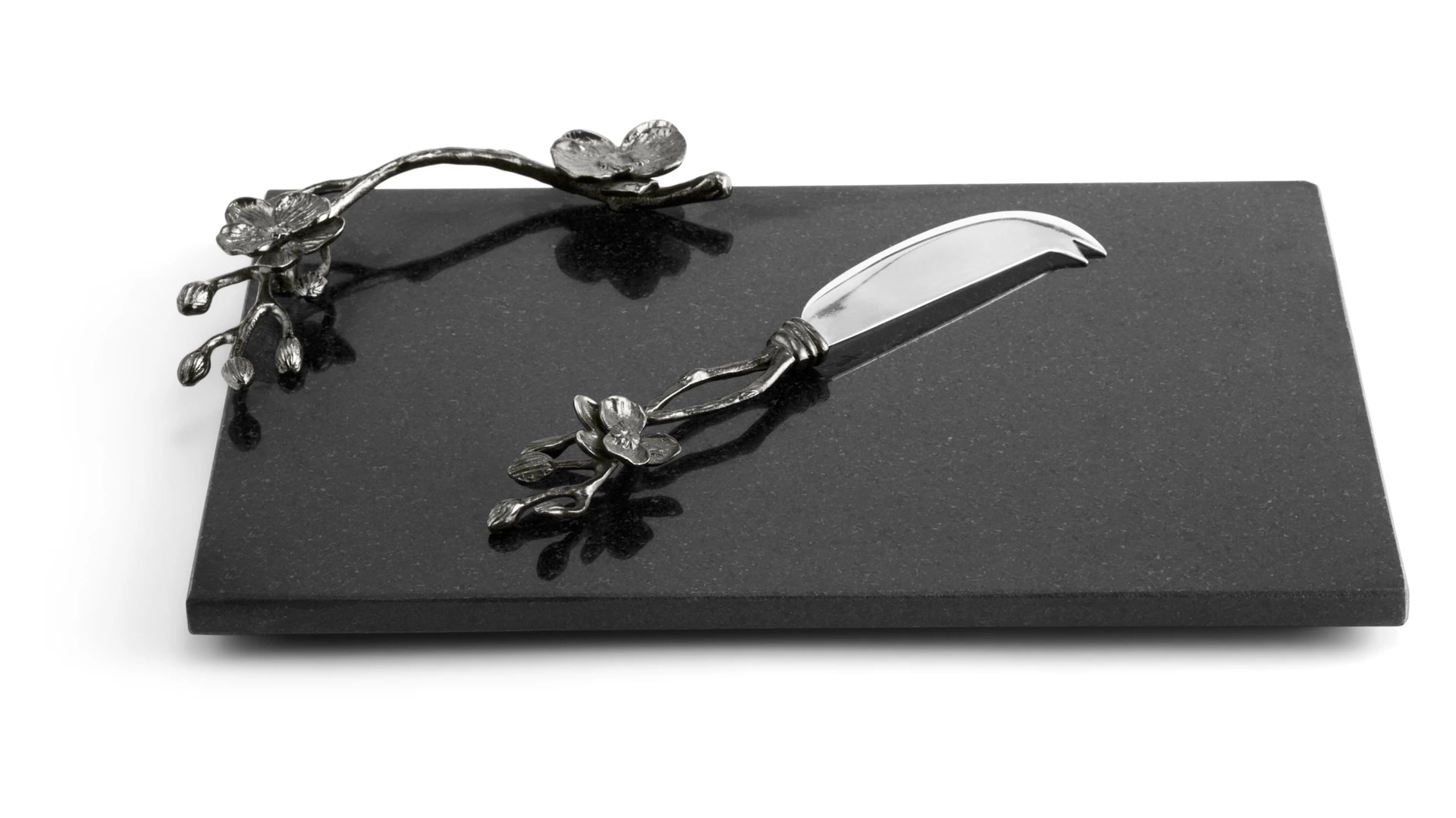 Доска для сыра с ножом Michael Aram Чёрная орхидея 32x21 см, гранит, черная