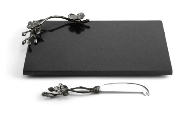 Доска для сыра с ножом Michael Aram Чёрная орхидея 32x21 см, гранит, черная