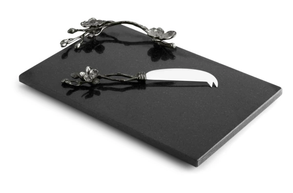 Доска для сыра с ножом Michael Aram Чёрная орхидея 32x21 см, гранит, черная