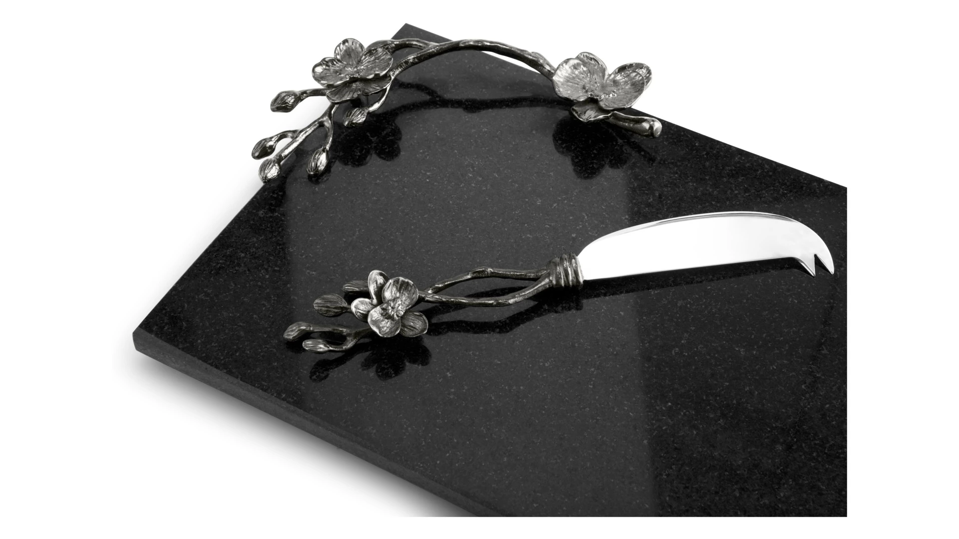 Доска для сыра с ножом Michael Aram Чёрная орхидея 32x21 см, гранит, черная