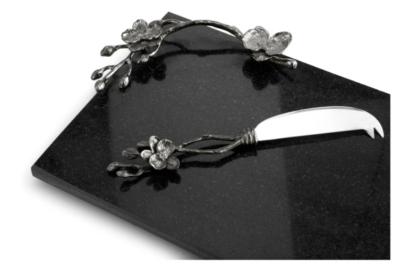 Доска для сыра с ножом Michael Aram Чёрная орхидея 32x21 см, гранит, черная