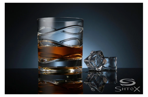 Стакан вращающийся для виски Shtox Волна 320 мл, хрусталь, п/к, 003