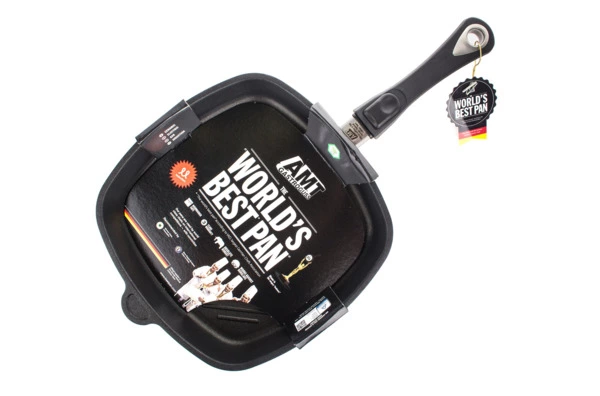 Сковорода гриль для индукции со съемной ручкой антипригарная АМТ 28х28х5 см, алюминий