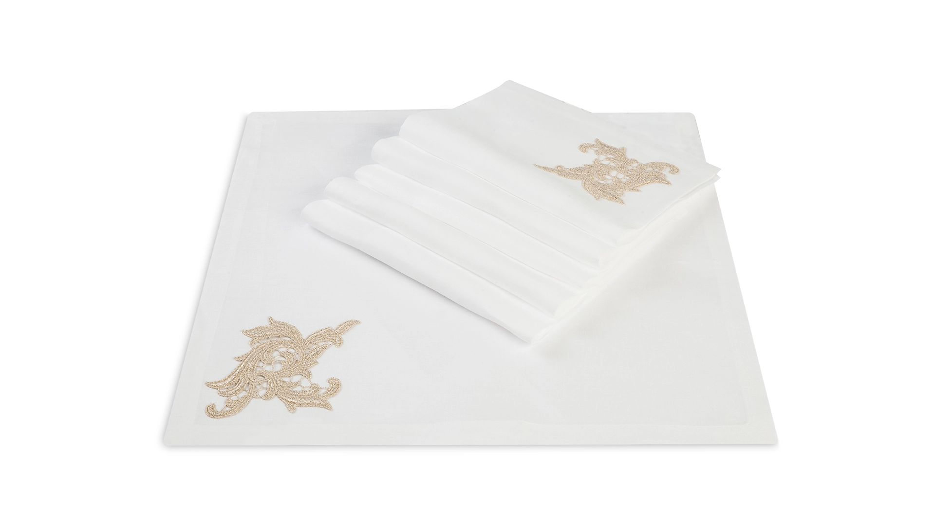 Набор салфеток Weissfee Бельведер 45х45 см, 6 шт, снежное золото
