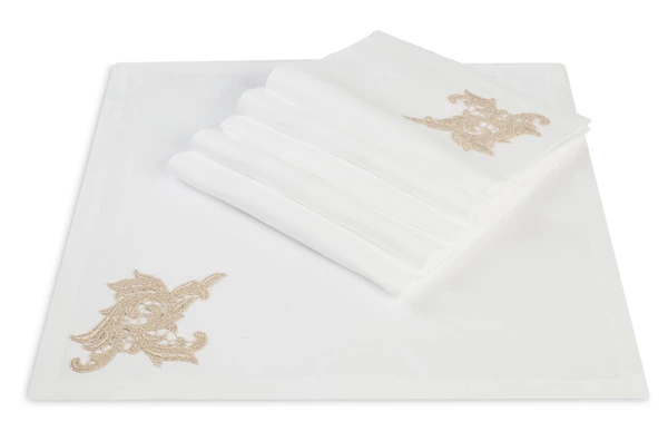 Набор салфеток Weissfee Бельведер 45х45 см, 6 шт, снежное золото