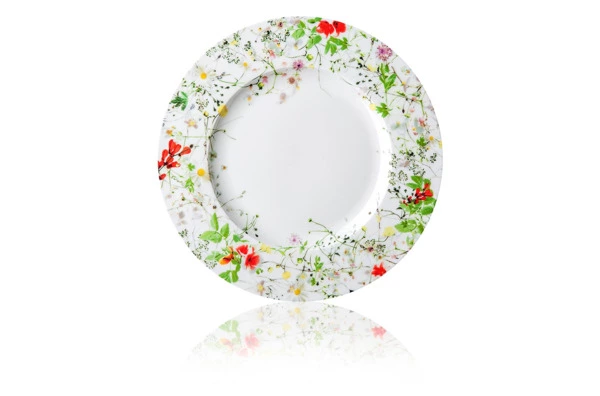 Тарелка закусочная с бортом Rosenthal Дикие цветы 23 см, фарфор костяной