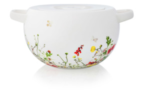 Блюдо для горячего с крышкой Rosenthal Дикие цветы, фарфор костяной