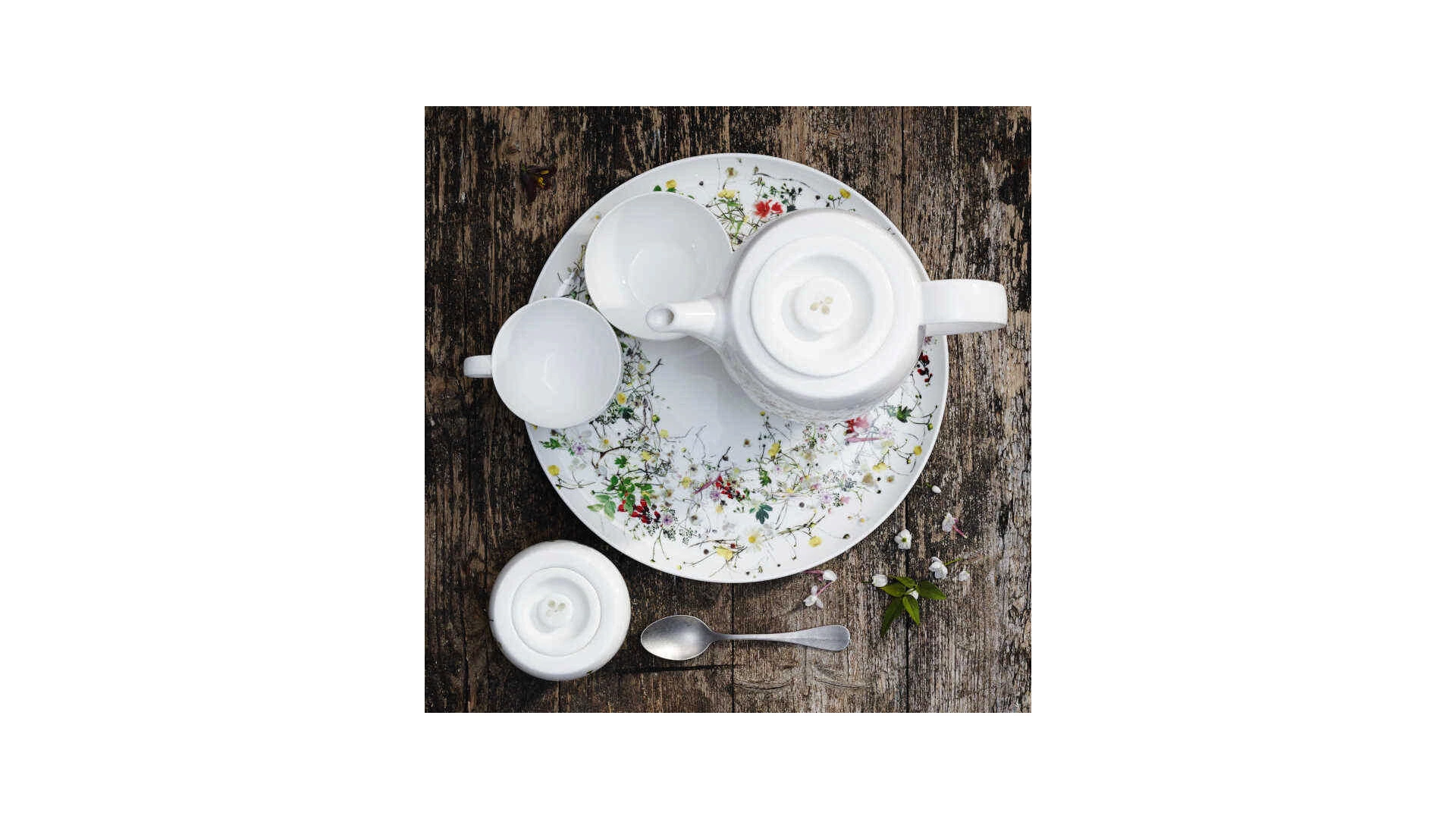 Чашка чайная с блюдцем Rosenthal Дикие цветы 250 мл, фарфор костяной