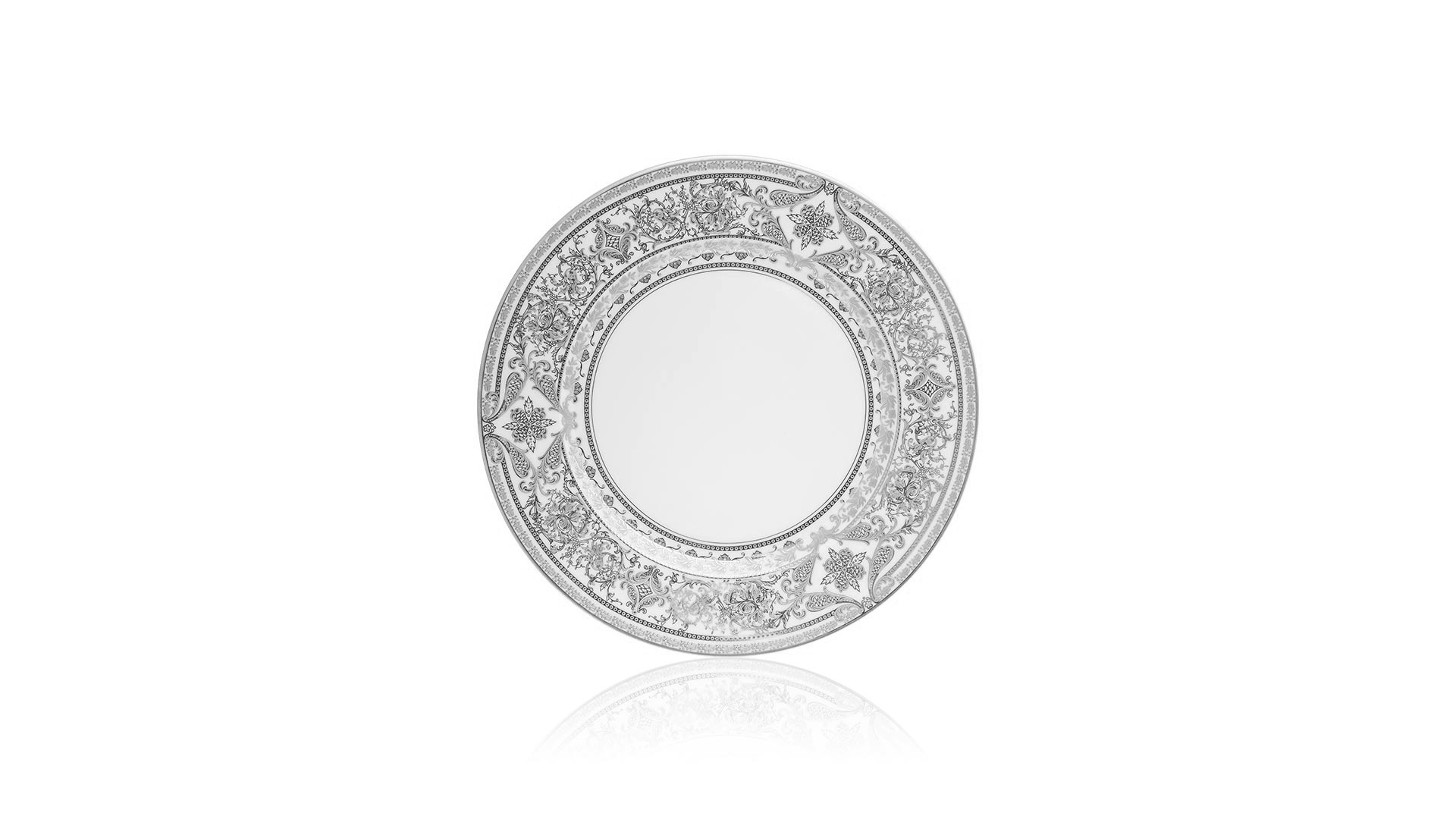 Тарелка обеденная Haviland Матиньон 28 см, белый, платиновый декор