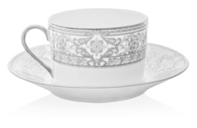 Чашка чайная с блюдцем 200мл Матиньон, белый, платиновый декор