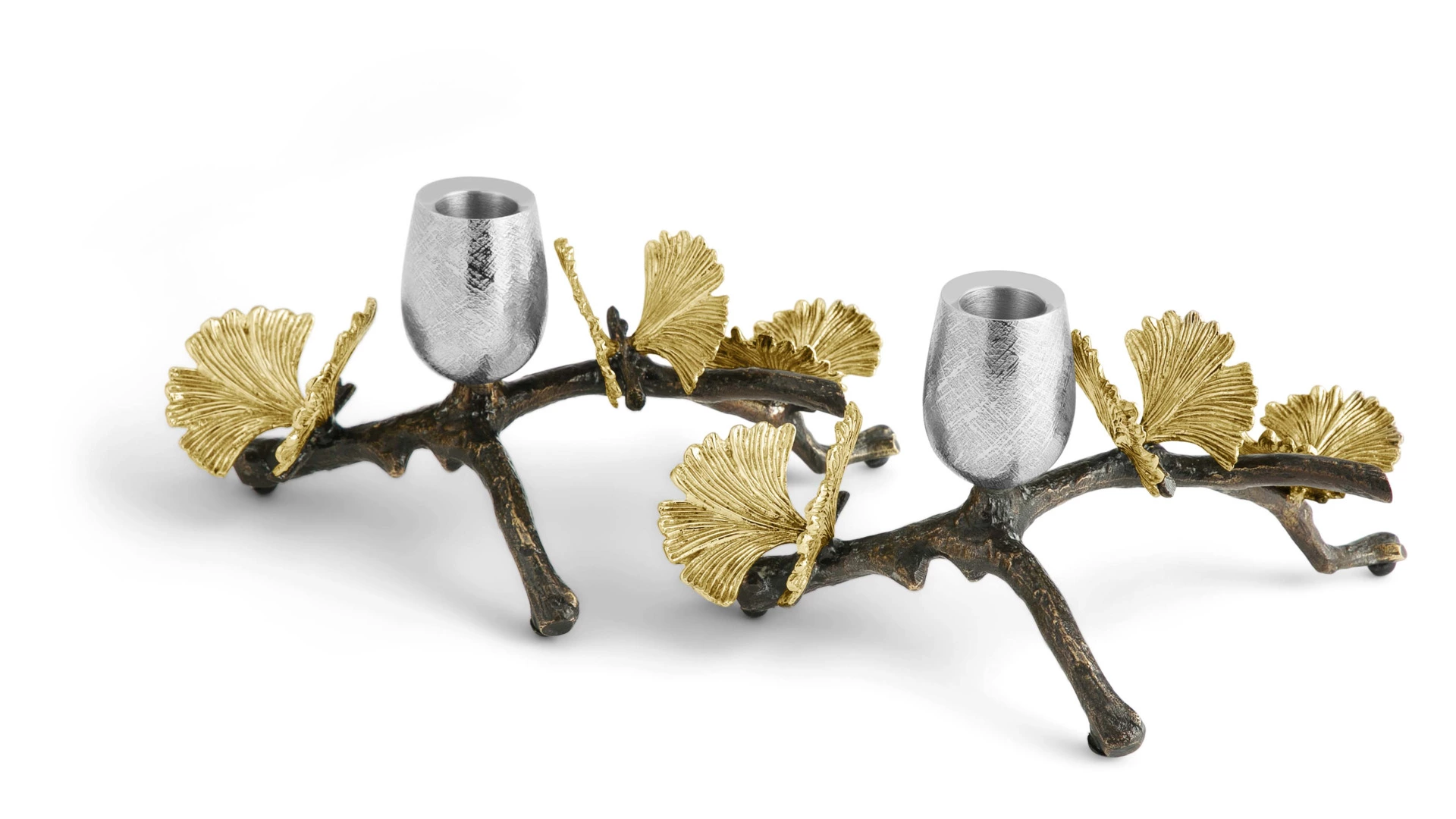 Набор подсвечников Michael Aram Бабочки гинкго 21 см, 2 шт, сталь нержавеющая