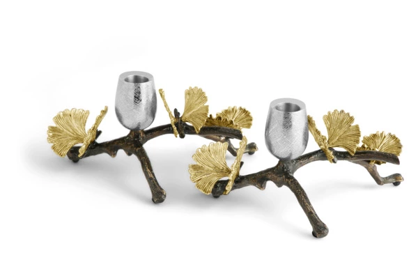 Набор подсвечников Michael Aram Бабочки гинкго 21 см, 2 шт, сталь нержавеющая