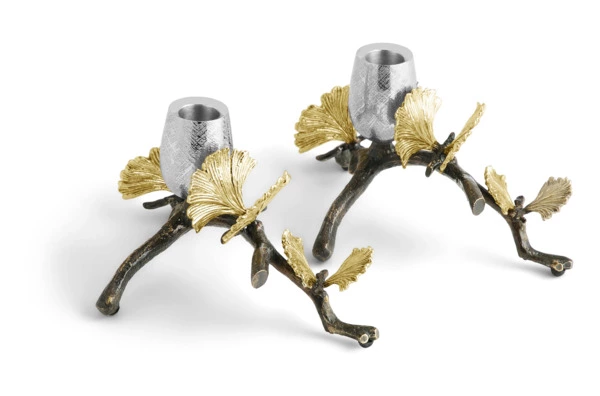 Набор подсвечников Michael Aram Бабочки гинкго 21 см, 2 шт, сталь нержавеющая