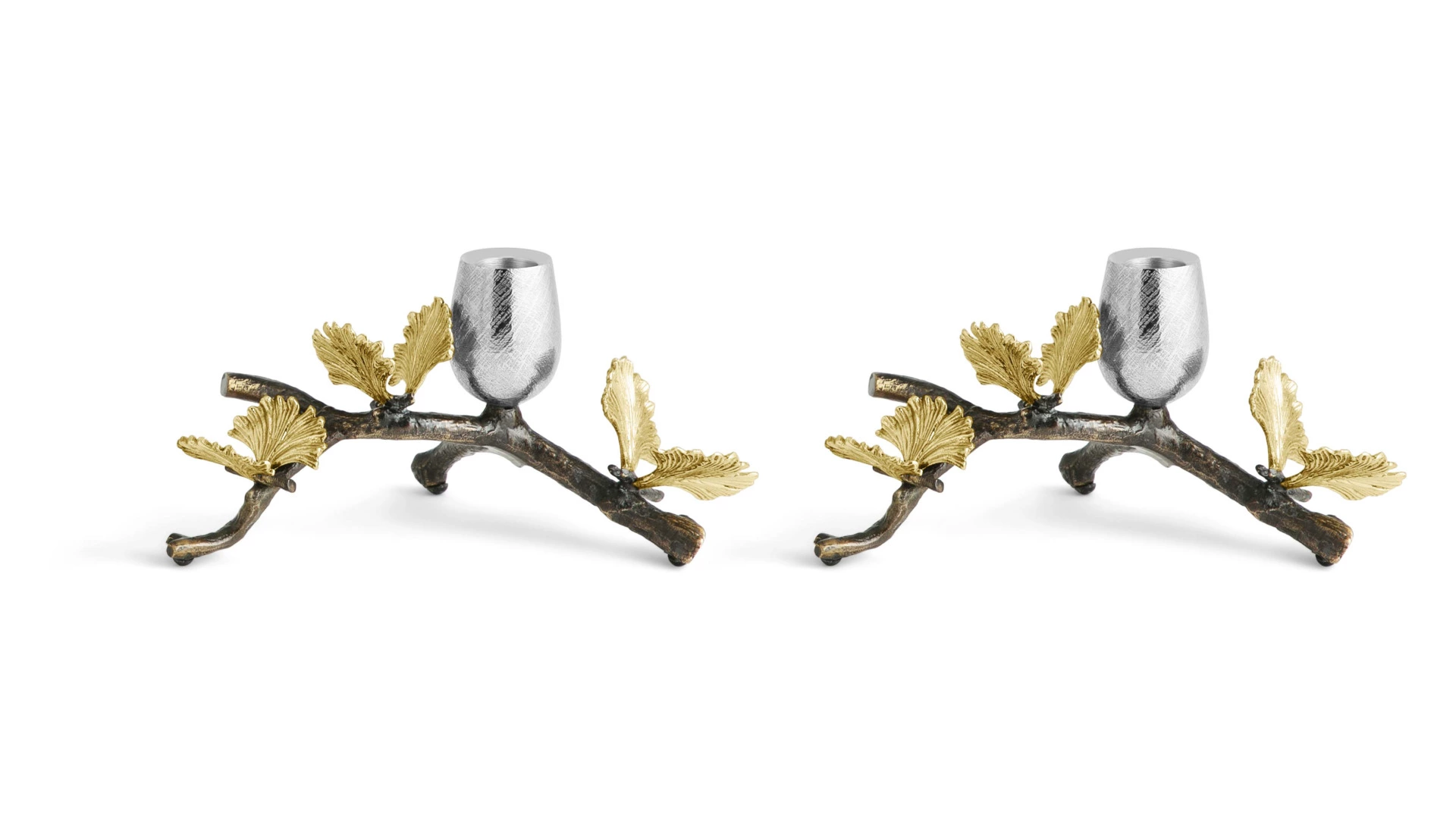 Набор подсвечников Michael Aram Бабочки гинкго 21 см, 2 шт, сталь нержавеющая