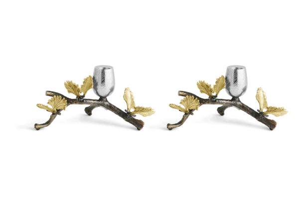 Набор подсвечников Michael Aram Бабочки гинкго 21 см, 2 шт, сталь нержавеющая