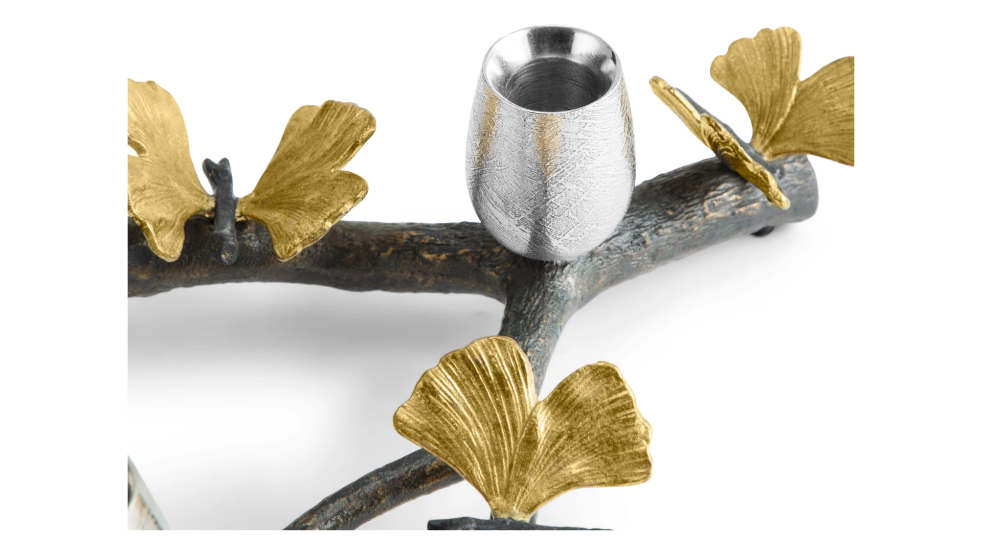 Подсвечник на 3 свечи Michael Aram Бабочки гинкго 52 см, сталь